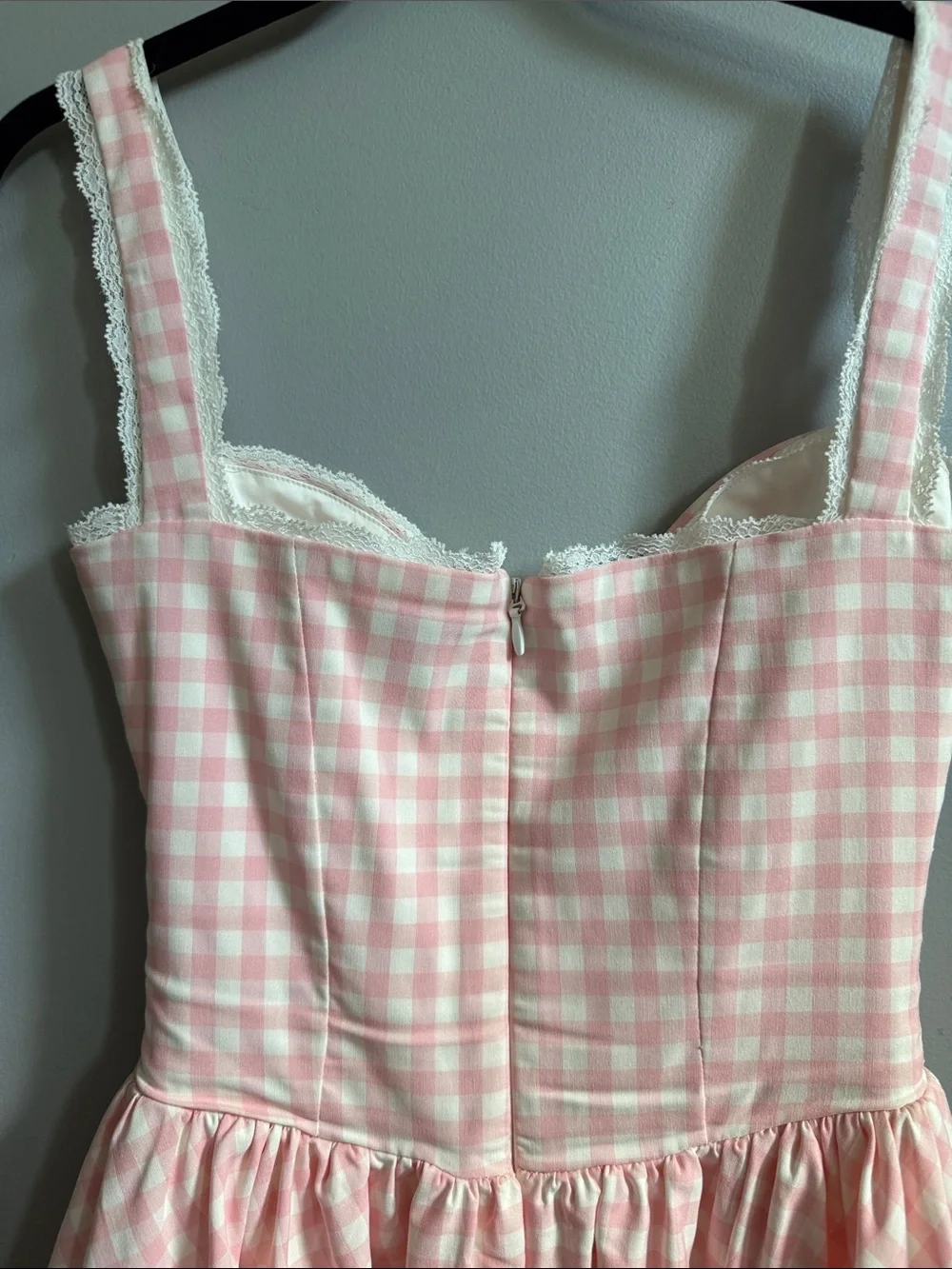 Pink Gingham Fit-and-Flare Mini Dress - Picture 7 of 7